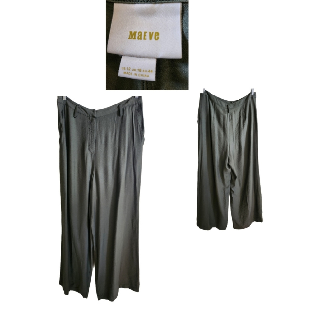 ANTHROPOLOGIE MAEVE CLAIRE HIGH WAIST WIDE LEG PANTS SIZE 12